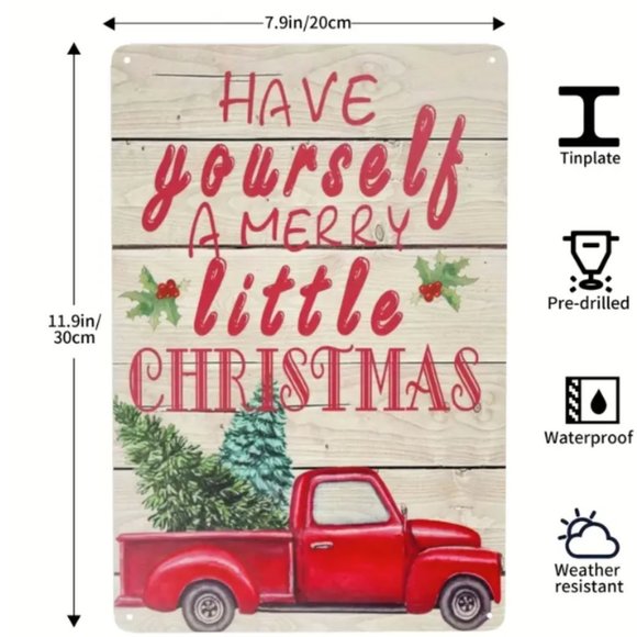NWT VINTAGE STYLE "HAVE YOURSELF A MERRY LITTLE CHRISTMAS" METAL TIN SIGN 8X12 - Picture 2 of 3